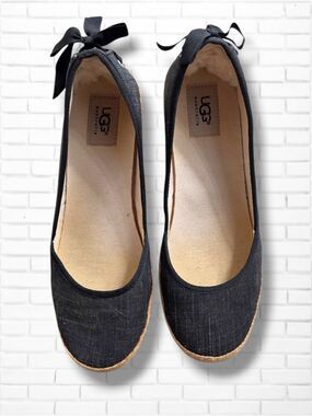 NEW! UGG Indah Dark Grey Canvas Espadrille Flat Size 9/40 EU